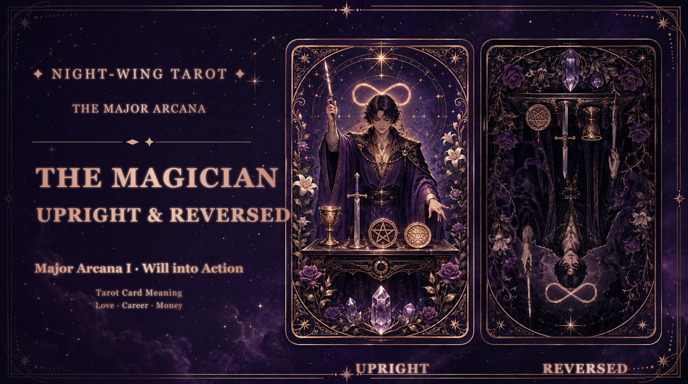 The Magician Tarot card upright and reversed